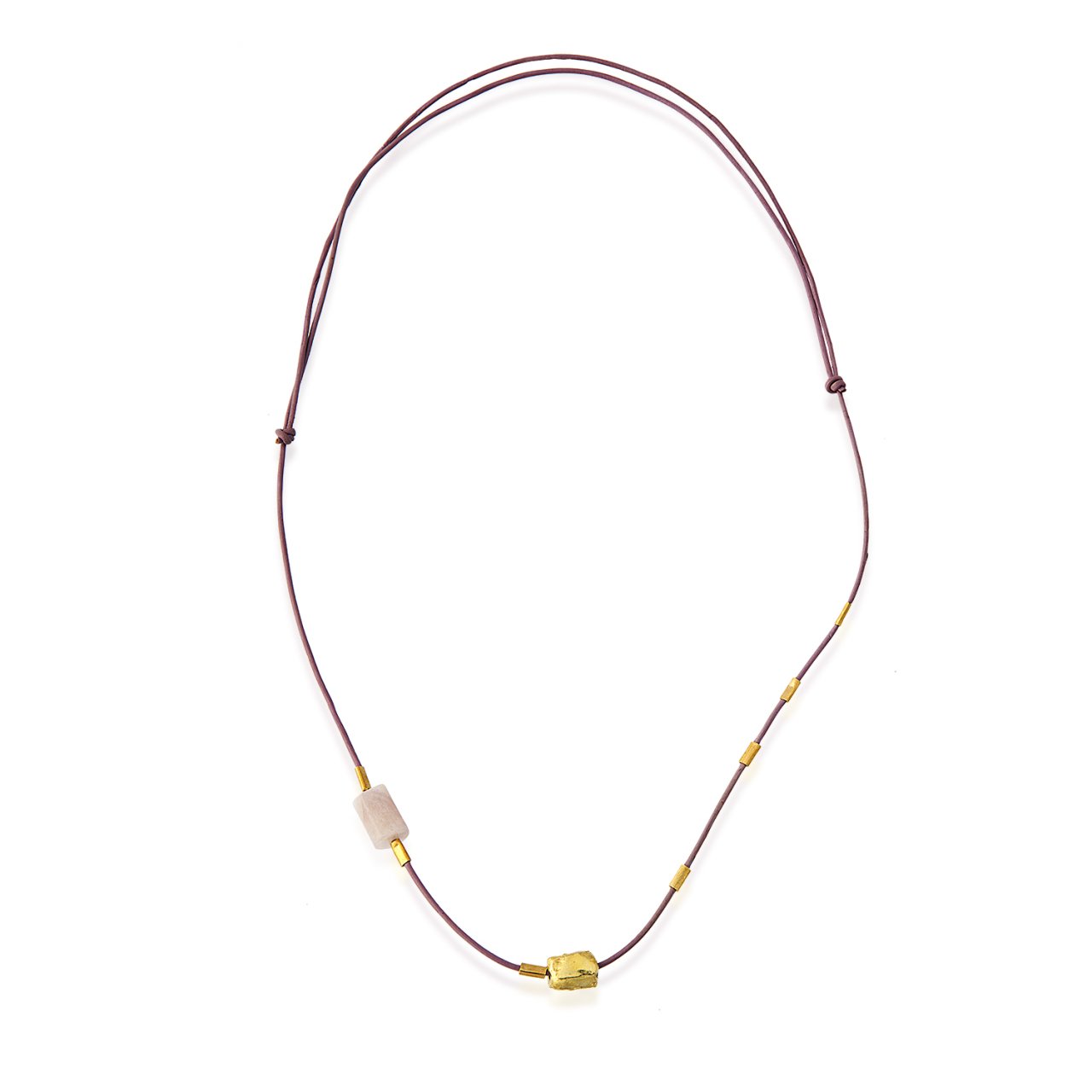 Dörtgen Gümüşlü Taşlı Deri Kolye